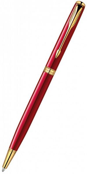 Шариковая ручка PARKER Sonnet Slim K439 (1859473) LaqRed GT (F) чернила: черный нержавеющая сталь позолота 23К